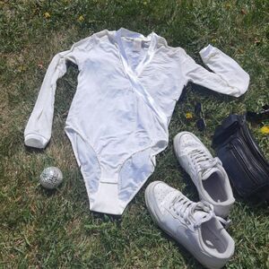 Sheer Sexy Vintage 80s BodySuit With Satin Edging Cream White